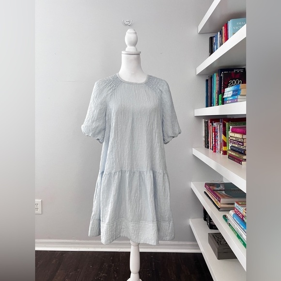 Club Monaco Blue CLOUD mini Dress size Large - Picture 2 of 13